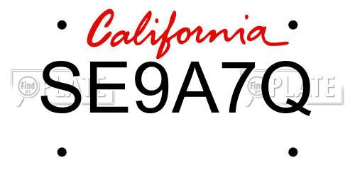 SE9A7Q California License Plate
