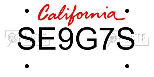 SE9G7S California License Plate