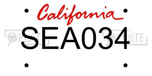 SEA034 California License Plate