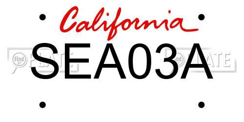 SEA03A California License Plate