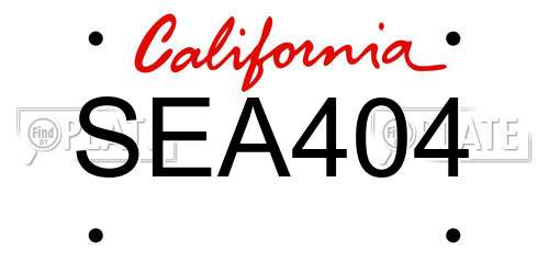 SEA404 California License Plate