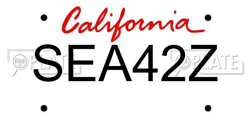 SEA42Z California License Plate