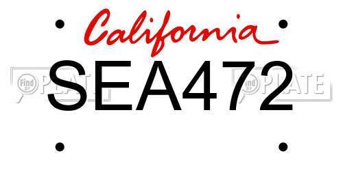 SEA472 California License Plate