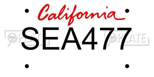 SEA477 California License Plate