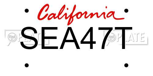 SEA47T California License Plate