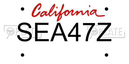 SEA47Z California License Plate