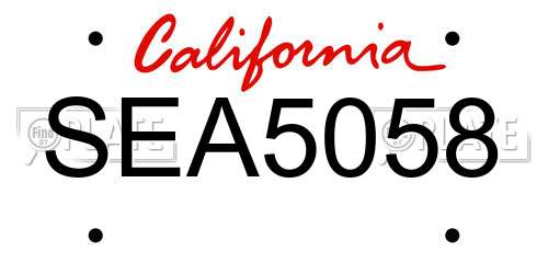 SEA5058 California License Plate