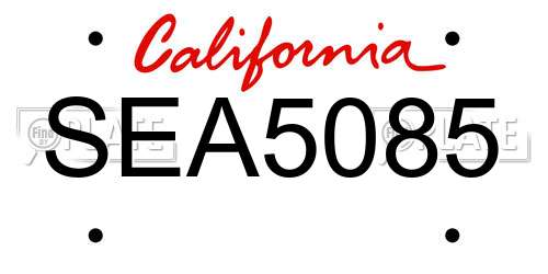 SEA5085 California License Plate