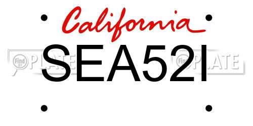 SEA52I California License Plate