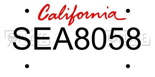 SEA8058 California License Plate