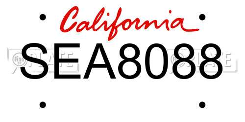 SEA8088 California License Plate