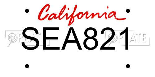 SEA821 California License Plate