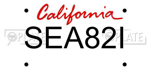 SEA82I California License Plate