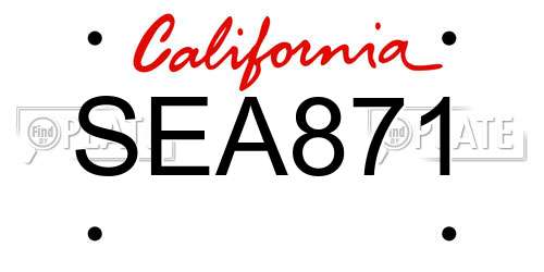 SEA871 California License Plate