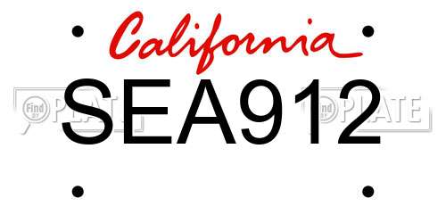 SEA912 California License Plate