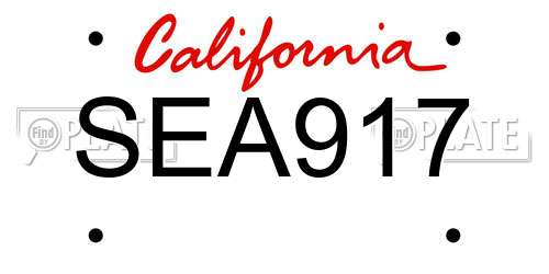 SEA917 California License Plate