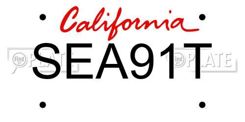 SEA91T California License Plate