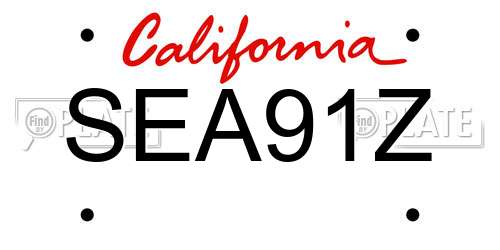 SEA91Z California License Plate