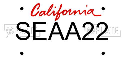 SEAA22 California License Plate