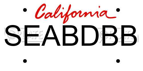 SEABDBB California License Plate
