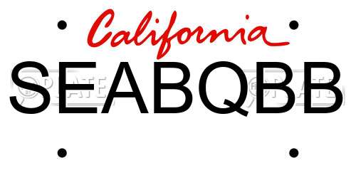 SEABQBB California License Plate