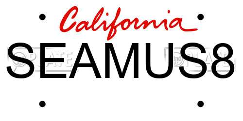 SEAMUS8 California License Plate