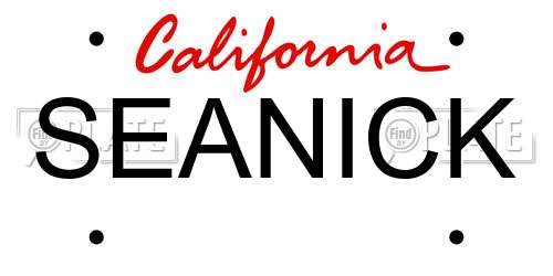 SEANICK California License Plate