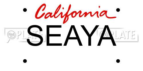SEAYA California License Plate