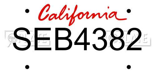 SEB4382 California License Plate