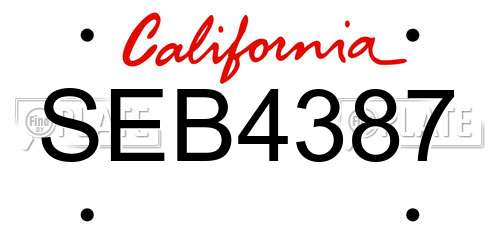 SEB4387 California License Plate