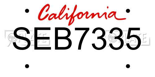 SEB7335 California License Plate
