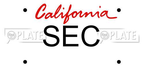 SEC California License Plate