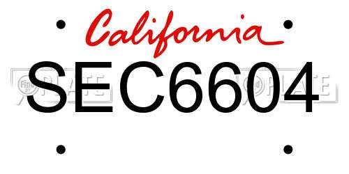SEC6604 California License Plate