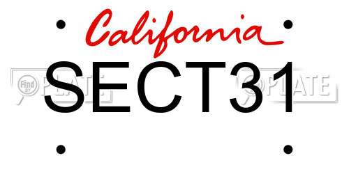 SECT31 California License Plate