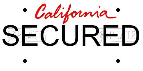 SECURED California License Plate