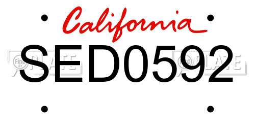 SED0592 California License Plate