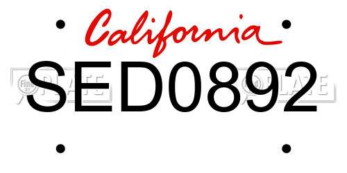 SED0892 California License Plate