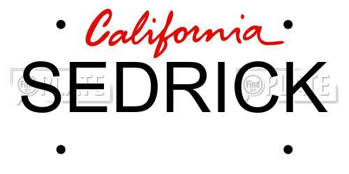 SEDRICK California License Plate