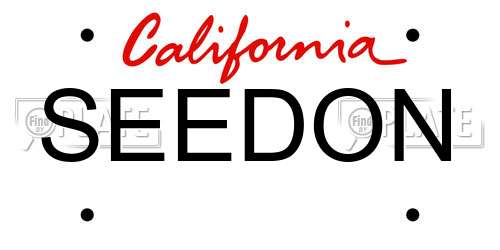 SEEDON California License Plate