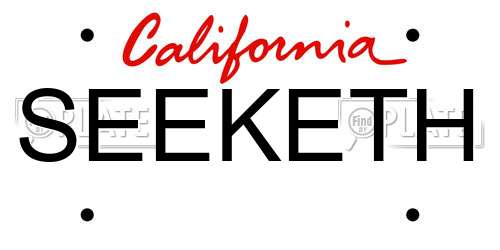 SEEKETH California License Plate