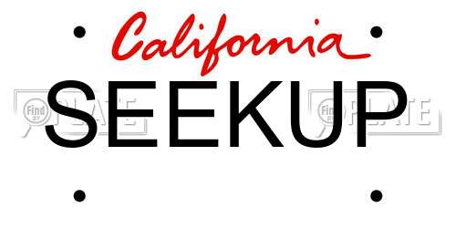 SEEKUP California License Plate