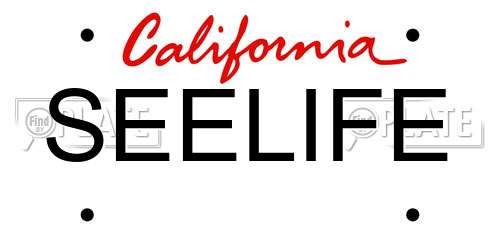 SEELIFE California License Plate