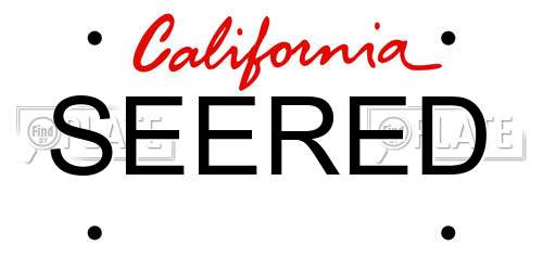 SEERED California License Plate