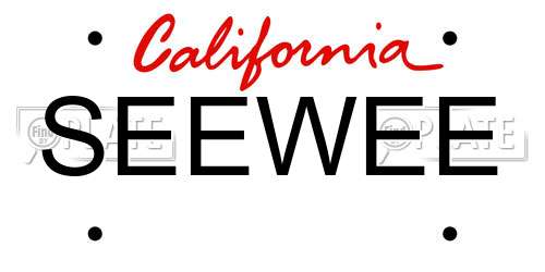 SEEWEE California License Plate