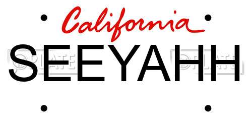 SEEYAHH California License Plate