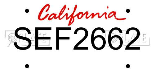 SEF2662 California License Plate