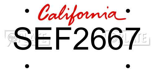 SEF2667 California License Plate