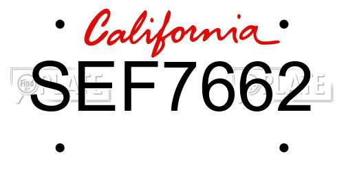 SEF7662 California License Plate