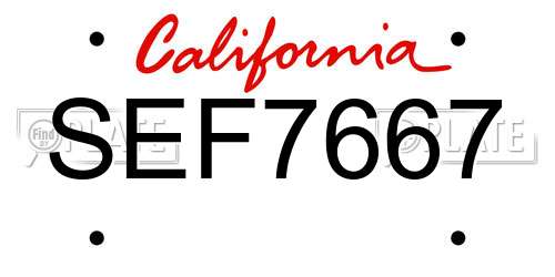 SEF7667 California License Plate