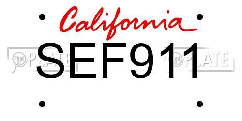 SEF911 California License Plate